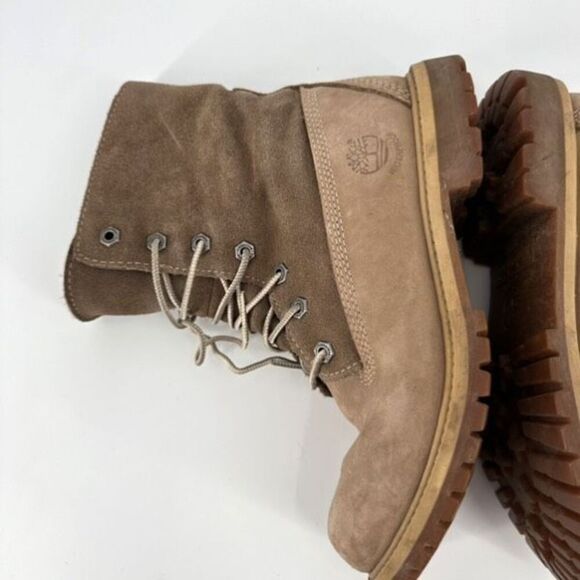 Timberland Women's Leather Waterproof Roll Fold-Over Teddy Fleece Boots Size 8 - Picture 7 of 12